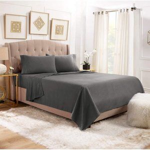 Soft Microfiber Charcoal Gray King 4 piece set